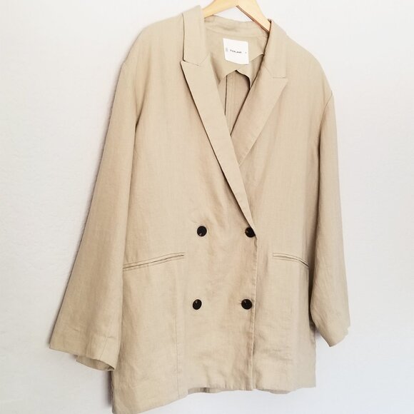 Everlane The Linen Double Breasted Blazer in Khaki Relaxed Fit Plus Size16 $198 - Picture 7 of 16